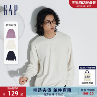 Gap男女装春季2024新款LOGO美式简约圆领卫衣情侣休闲上衣454250