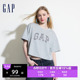 Gap女装情侣款2024夏季新款牛仔拼接logo短袖T恤简约上衣496354