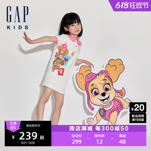 【汪汪队联名】Gap女童2024夏季新款纯棉印花短袖连衣裙545571