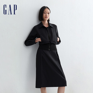 Gap女装冬季新款LOGO时尚休闲开襟拼接夹克宽松加厚外套840923
