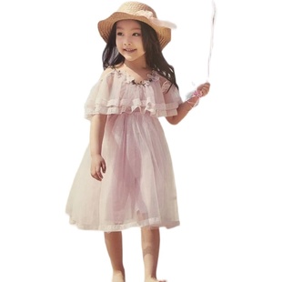 夏季新款公主裙女中大童韩版修身超仙时尚学生纯白可爱甜美连衣裙