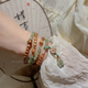 新中式多层叠戴老山檀木质玉石手链女气质高级感手串小众设计手饰