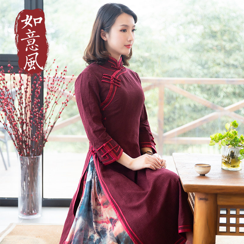 如意风奥黛旗袍2022年新款年轻款中国风越南正宗今年流行旗袍裙