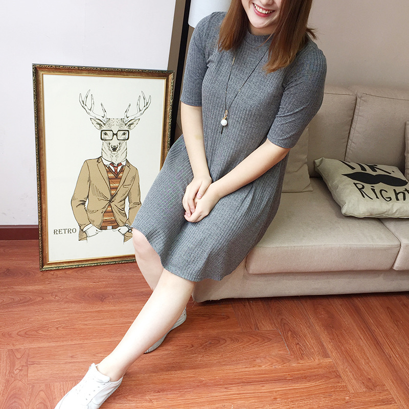 加肥加大码女装胖妹妹200斤女士针织连衣裙修身中长款打底裙秋装在类目 女装/女士精品, 大码女装中 - 来自Buy2taobao.com提供专业的淘宝代购服务