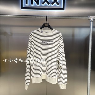 INXX专柜正品 2022春款男女刺绣宽松条纹休闲圆领卫衣 TFC1107279