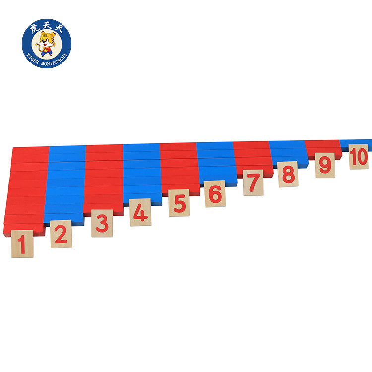 虎天天蒙氏正品蒙特梭利1-10的认知 蒙氏数学教具红蓝棒数棒卡片