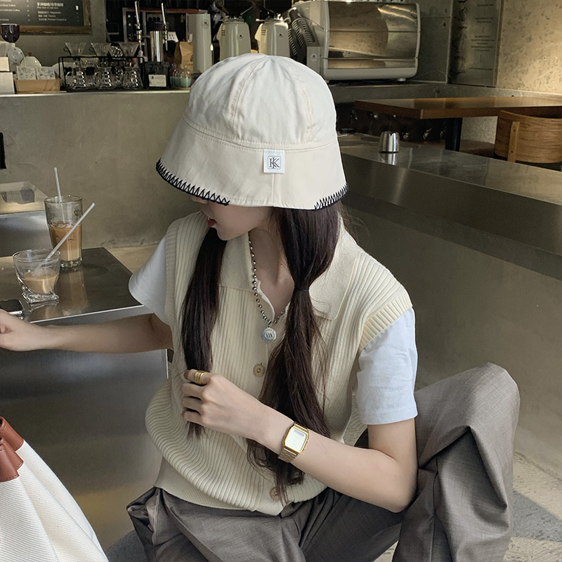 韩国同款时尚个性锁边显脸小渔夫帽子女春夏双面戴遮阳百搭盆帽