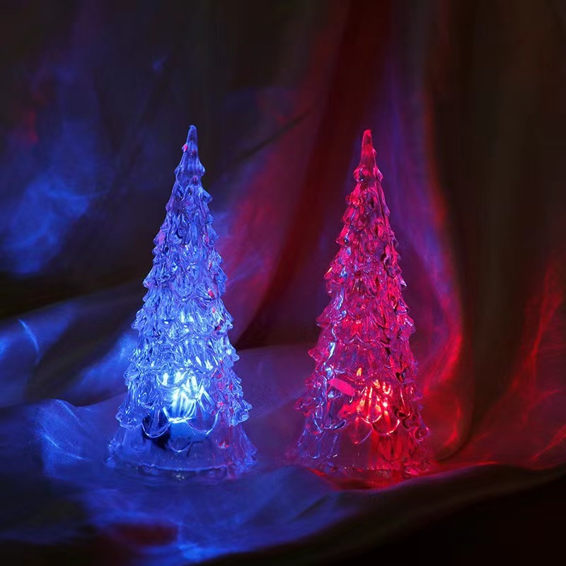 七彩LED小夜灯创意礼品新奇特产品 水晶圣诞树小夜灯厂家直销