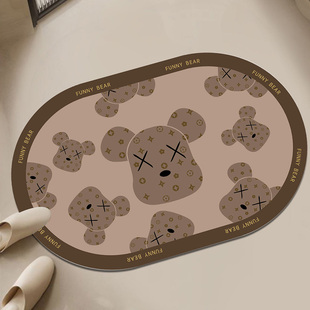 椭圆形浴室地垫强吸水洗澡泥卫生间厕所门垫复古家用防滑耐脏脚垫