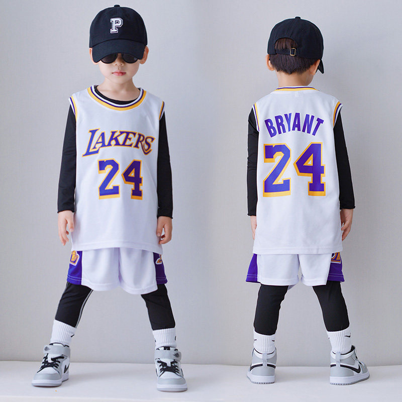 儿童秋冬保暖篮球服套装湖人队24号科比球衣男女童速干训练服定制