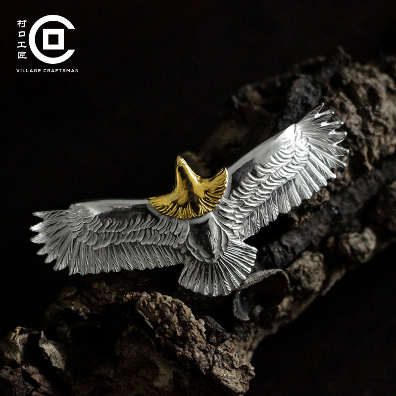 村口工匠 菊地健kenkikuchi5五号鹰金头18k鹰925老鹰吊坠金鹰项坠