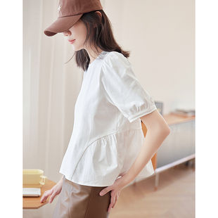 德玛纳法式宽松白色短袖t恤女2024新款夏季设计感小众上衣打底衫