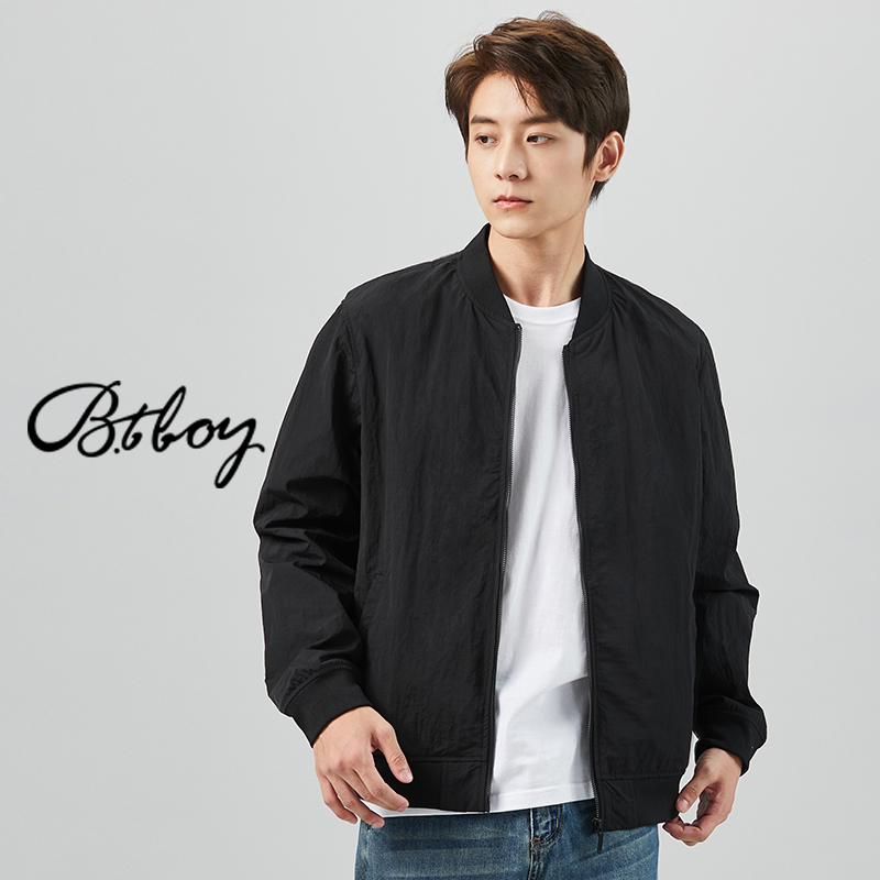 btboy棒球小子秋冬季飞行员棒球服黑夹克休闲风衣外套男ins潮超火
