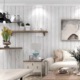 白色条纹复古地中海风格怀旧木纹仿木板墙纸卧室客厅背景自粘壁纸
