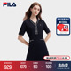 FILA 斐乐官方女子编织连衣裙2024夏季新款时尚休闲V领基础收腰裙