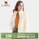 Camel骆驼户外抓绒衣女款秋季长袖加厚加绒立领开衫抓绒衣外套