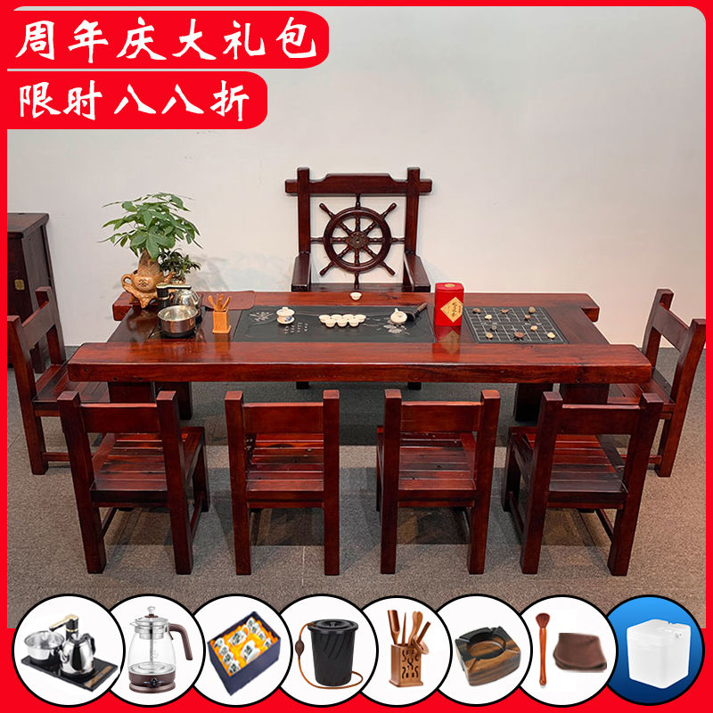 老船木茶桌椅组合套装实木办公室台式茶台客厅阳台小型功夫茶几桌|msdalam kategori perabot kediaman, perabot berjenama (NEW), meja teh - dari Buy2taobao.com untuk memberikan perkhidmatan ejen Taobao profesional membeli