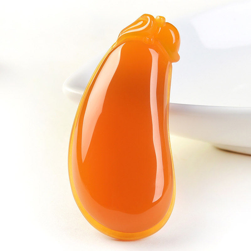 st3004 天然俏色橘黄黄龙玉福瓜吊坠13.85g