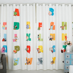 定制窗帘简约学习英文字母窗帘儿童房幼儿园卡通窗帘布半遮光窗帘