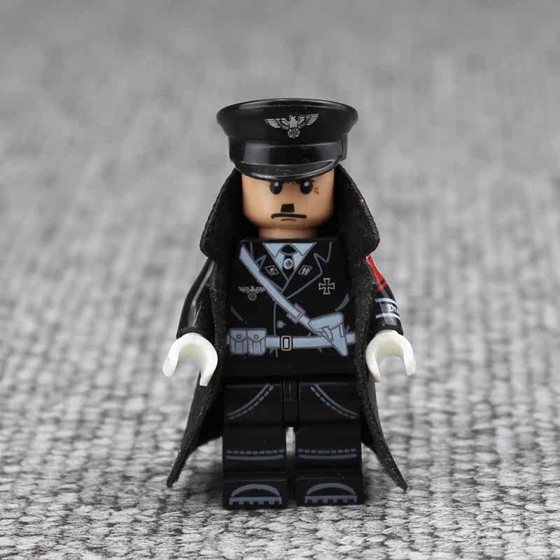 迪龙拼装积木 兼容乐高二战黑色德军骷髅师nc军事积木人仔moc