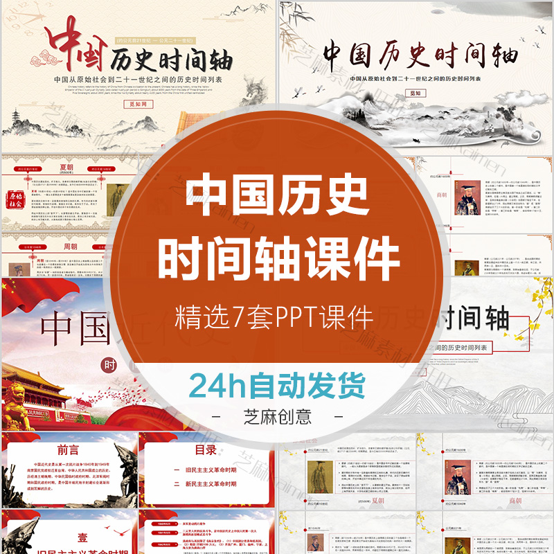 中国历史时间轴ppt课件古代历史朝代演变基础知识培训内容简介