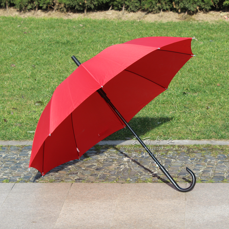 大红色伞长柄10骨碰击布直杆伞晴雨伞礼品伞定制定做广告伞印LOGO
