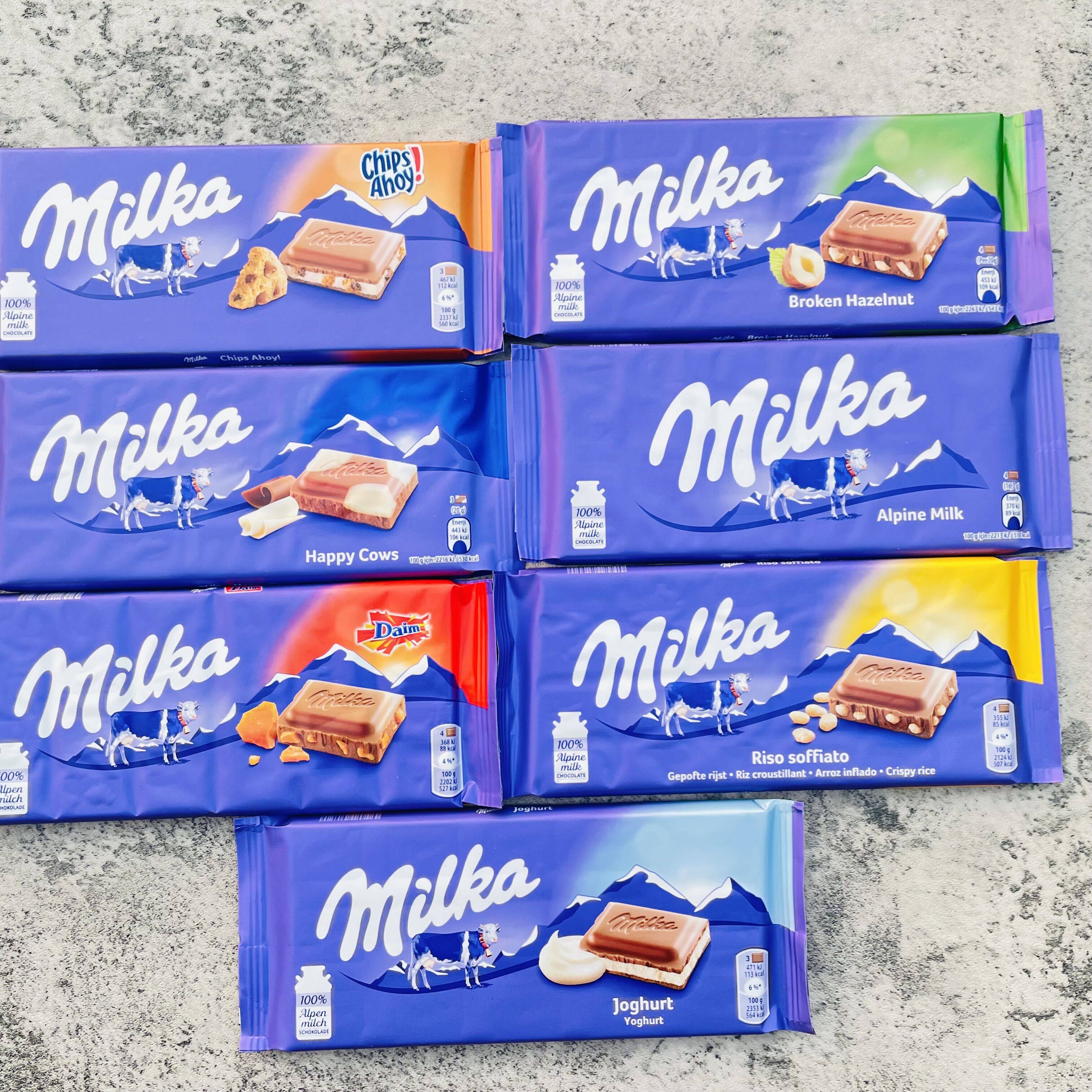 milka/妙卡德国进口妙卡阿尔卑斯酸奶脆米香双色牛奶巧克力100g