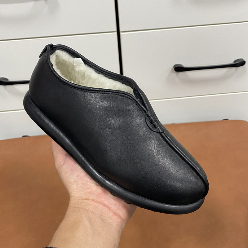撤柜断码男鞋老北京真皮羊毛棉鞋一脚蹬老人鞋皮毛一体休闲软皮鞋