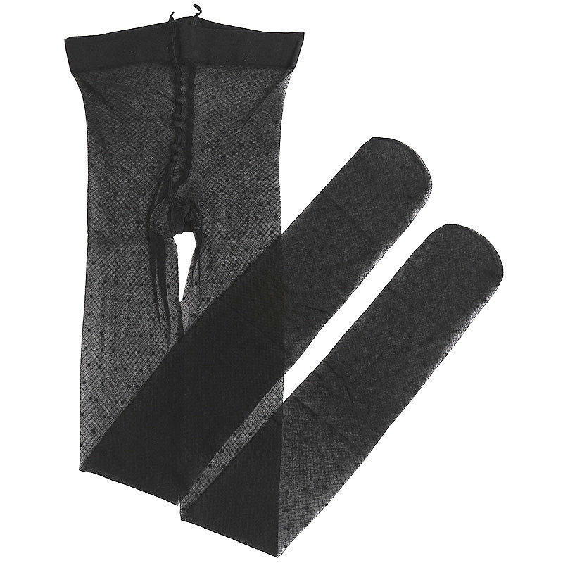 20d网格圆点连裤袜 t档黑色丝袜 袜子女 - 足意良品美袜内衣