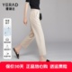 娅丽达女裤速干直筒裤薄2024夏季新品后松紧腰九分休闲米色西装裤