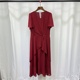 雪纺红色连衣裙女夏季2024新款高级感气质修身显瘦中长款宴会裙子