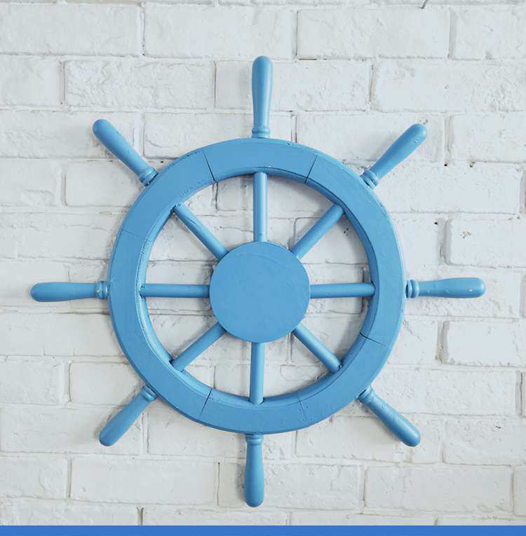 实木海洋地中海做旧木质62厘米船舵手工创意航海船舵手酒吧装饰