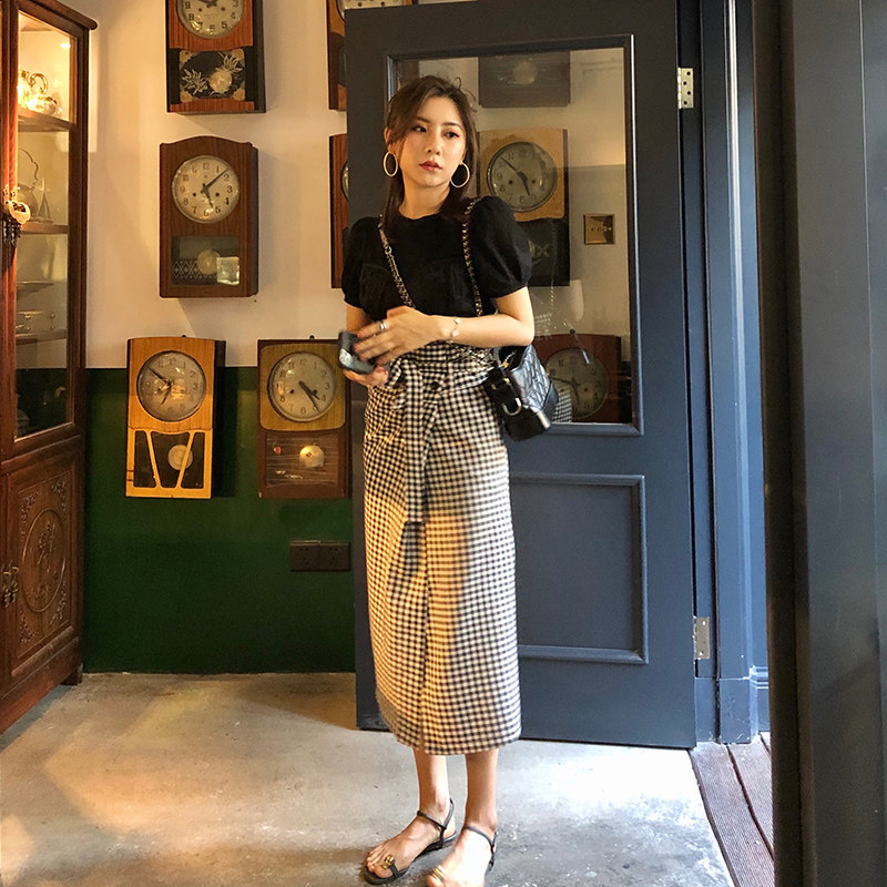 黑白格子半身裙包臀优惠专场