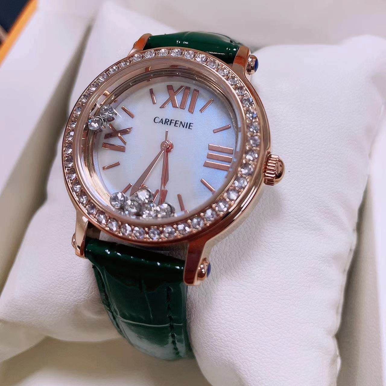 carfenie卡芬妮花钻方形女士石英腕表kfn4006l