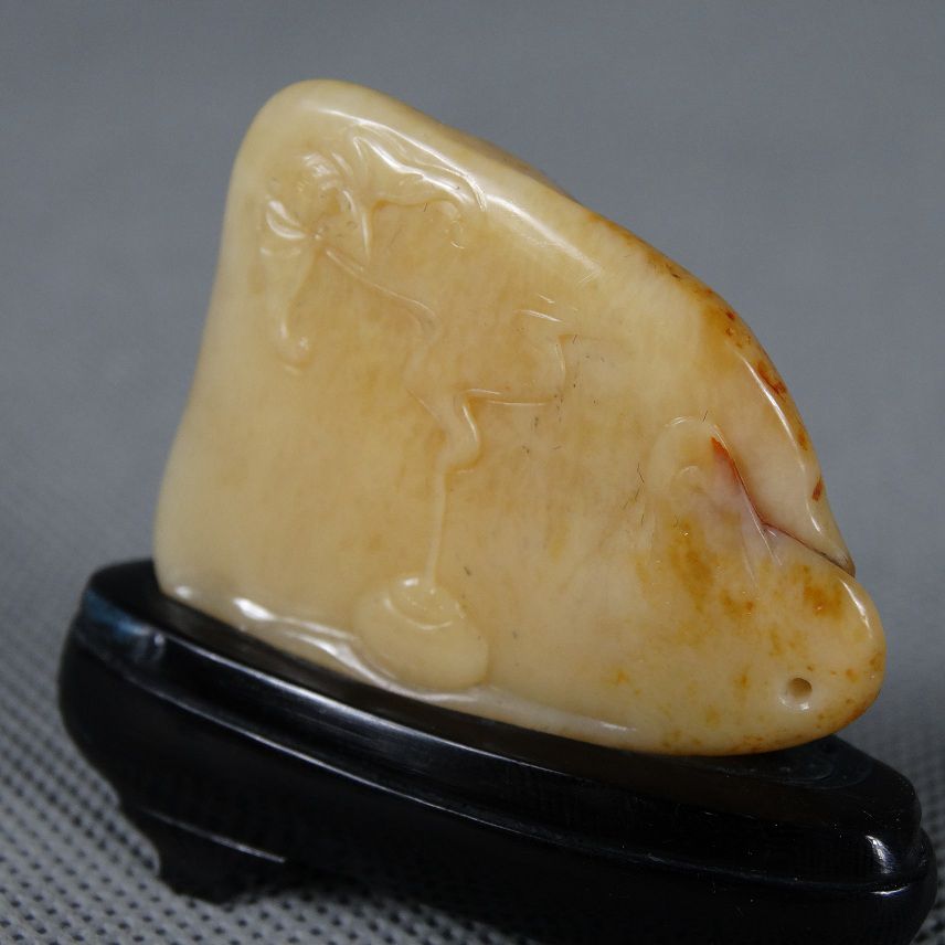 寿山石 精品白田黄石 一缕青烟 重 17.6克 肉色好工艺细腻