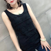 All-match new round neck lace camisole women's embroidered lace sleeveless bottoming shirt cotton top trendy