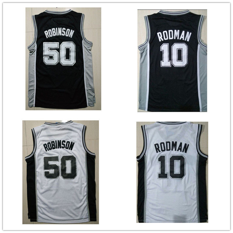 马刺队50号大卫罗宾逊10号罗德曼复古网眼球衣背心刺绣篮球服