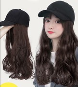 Wig female long hair hat with wig one female summer fashion long curly hair big wave natural net red full headgear