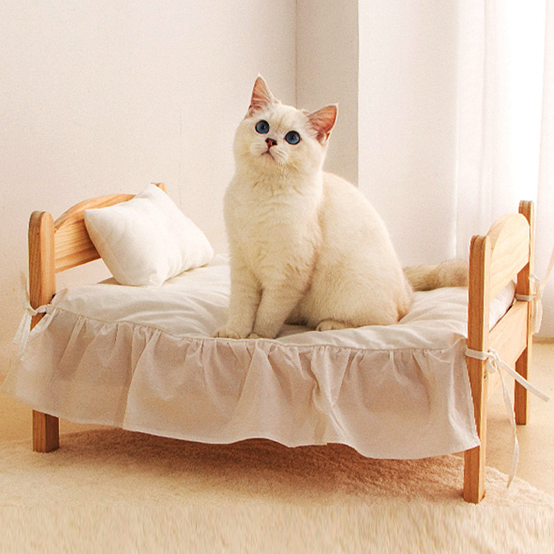 狗狗床猫咪宠物床实木离地夏季四季沙发木制公主狗窝小型家具床品