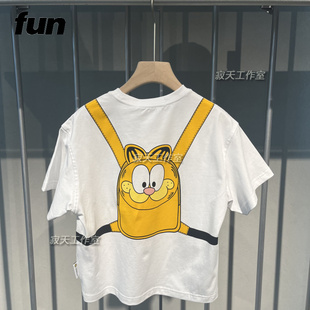 速发Fun潮牌童装短袖T恤INS加菲猫卡通印花24年夏季新款FGT142AAW