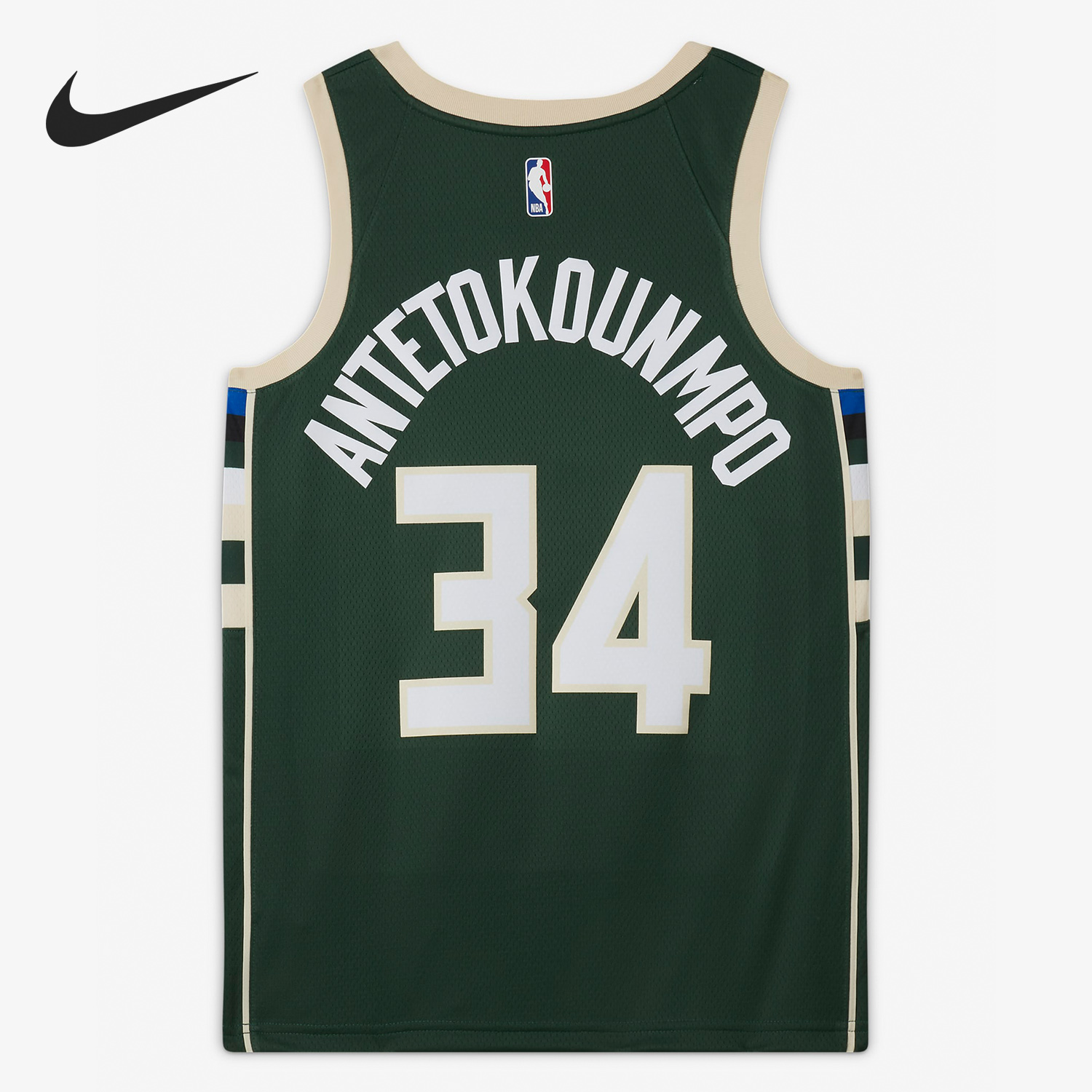 nike耐克正品nba密尔沃基雄鹿字母哥阿德托昆博34号球衣cw3672