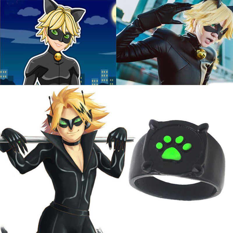 瓢虫雷迪女孩诺尔绿色戒指配饰猫爪脚掌指奇迹少女和黑猫罗尔