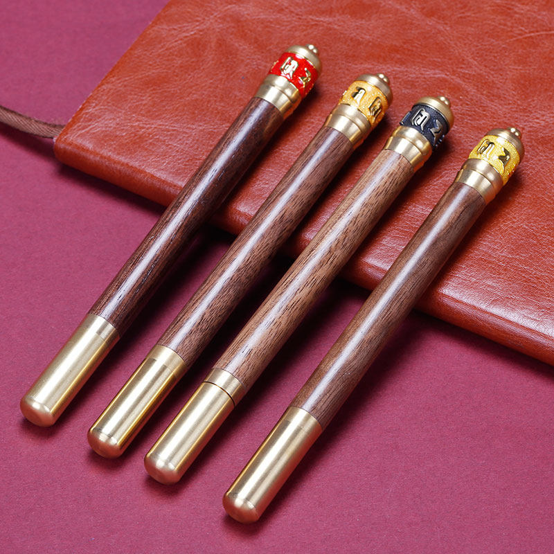 六字真言转经轮笔签字笔商务木笔签名笔礼品套装礼盒送礼