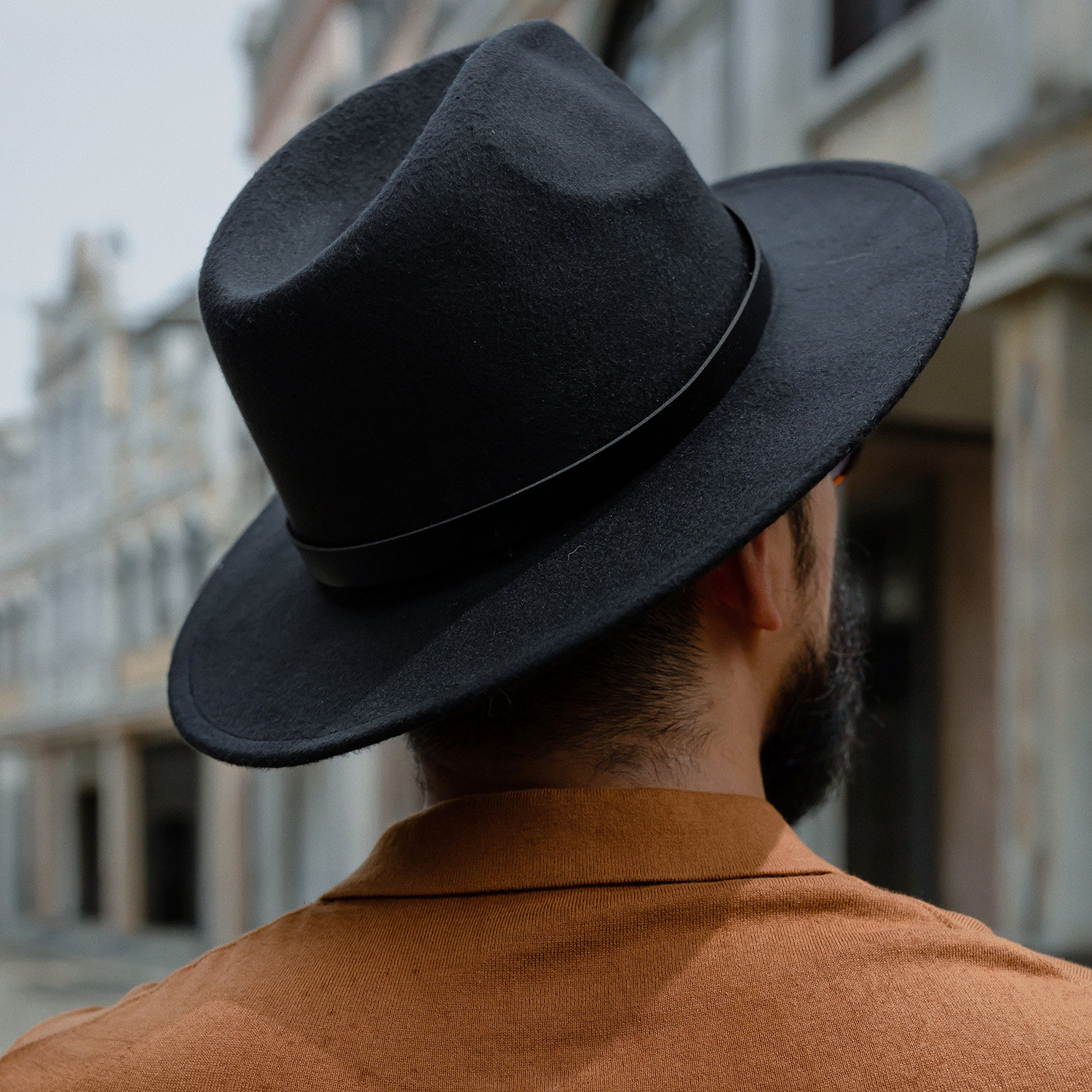 复古呢绒礼帽男英伦复古阿美咔叽美式复古毛呢爵士礼帽百搭帽子