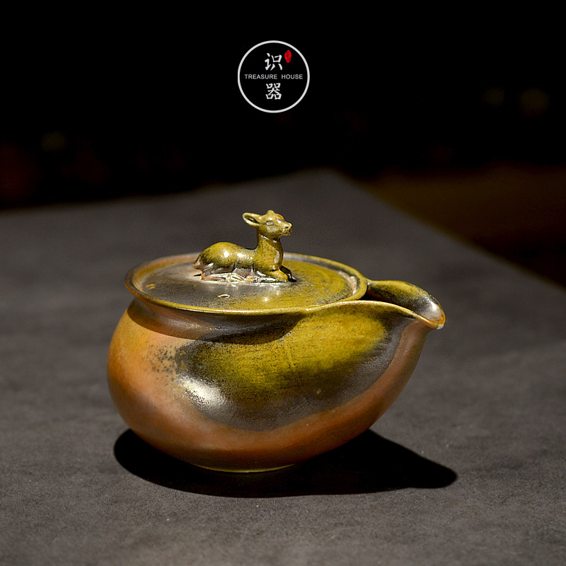 识器纯手工无釉柴烧宝瓶壶日式粗陶备前烧手抓壶泡茶器功夫茶具