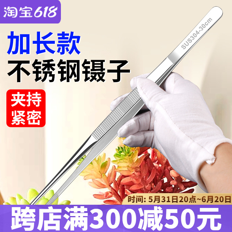 多肉专用镊子不锈钢304加长弯圆头夹子修理园艺工具种花枯叶修理