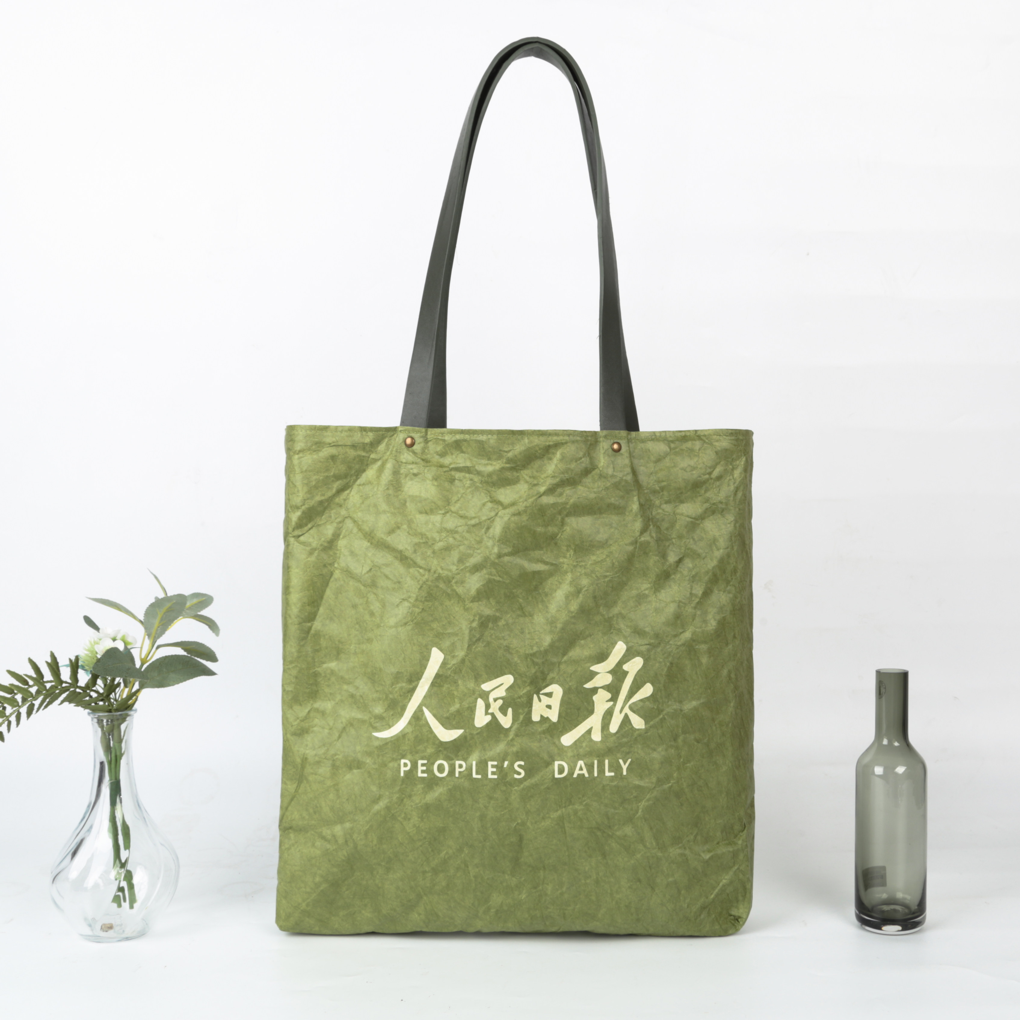 人民日报杜邦纸袋帆布拼接manner复古环保防水购物礼品袋产品定制