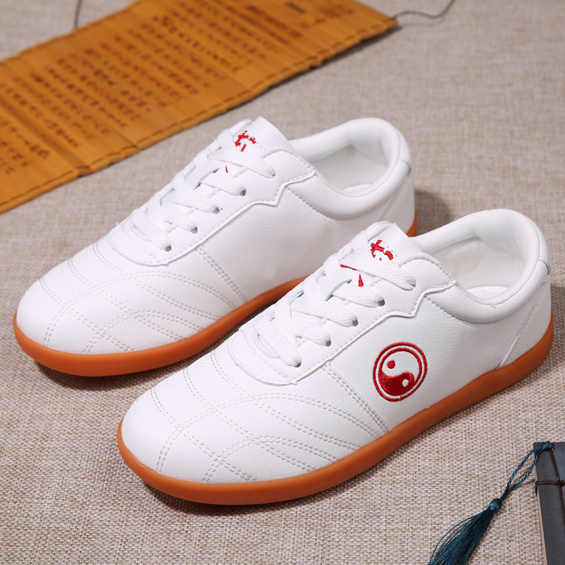 太极鞋男女软牛皮牛筋底真皮太极拳练功鞋武术训练运动鞋黑白鞋子