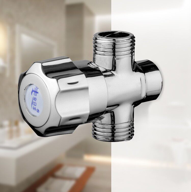三通角阀一进二出全铜加厚冷热水通用马桶阀门双出水分水器 - 闽之星