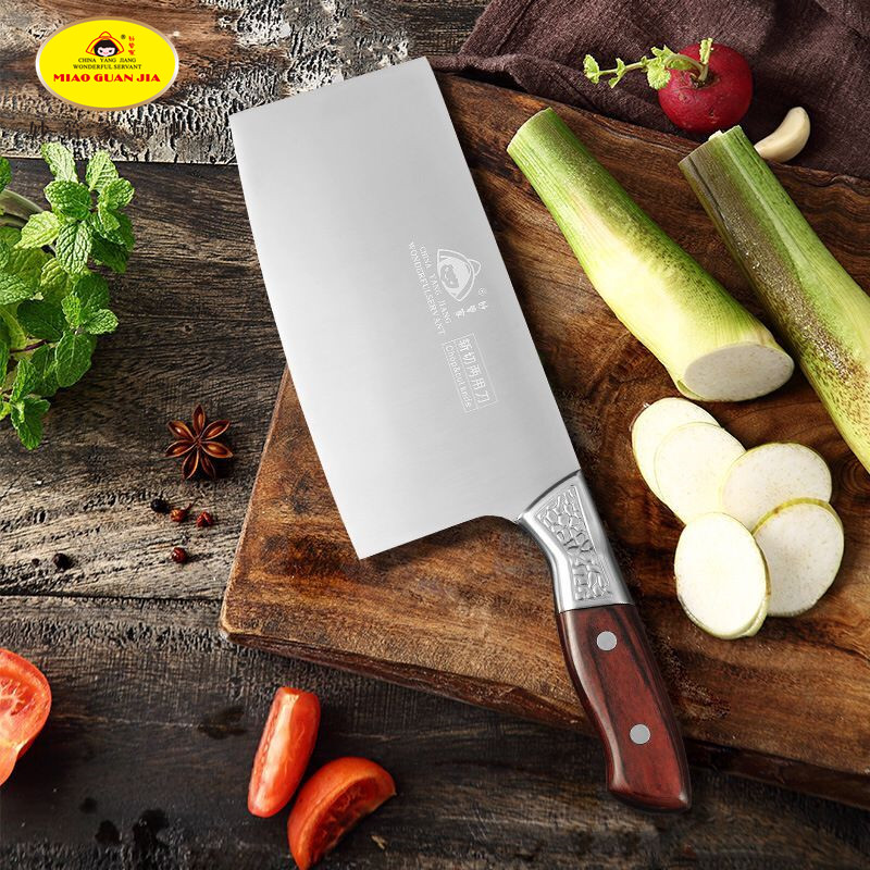 中式酒店菜刀厨师专用切片刀超快锋利切肉刀拉丝刀具厨房斩切刀